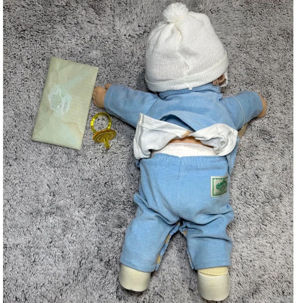 Vintage 1985 Cabbage Patch Kids Pacifier Boy Doll Coleco Blond Blue Eyes Papers